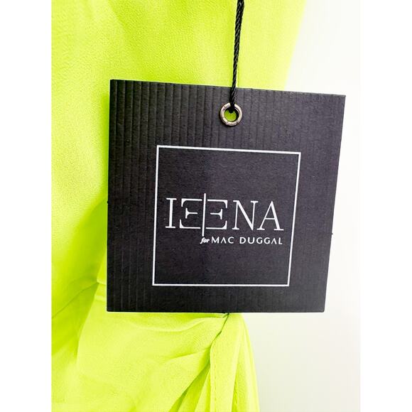 MAC DUGGAL Dress Size 6 Evening Gown NEW Lime Green Strapless Ruched Faux Wrap - Picture 3 of 9